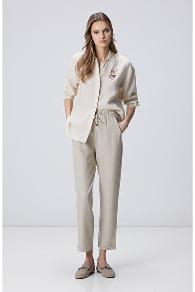 Network Naturel Nervür Detaylı Keten Mix Pantolon