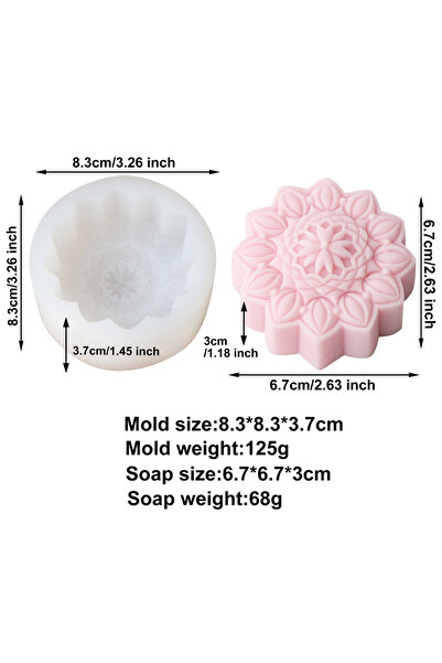 Choice4 قالب صابون على شكل زهرة، قالب سيليكون دائري ثلاثي الأبعاد على شكل زهر...