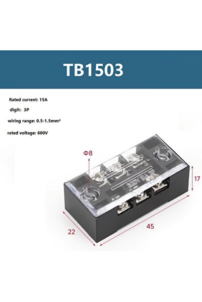 Choice6 موصل سلكي أسود مزدوج الصفوف ذو طرف لولبي حاجز، TB1503، 15 أمبير، 600 ...