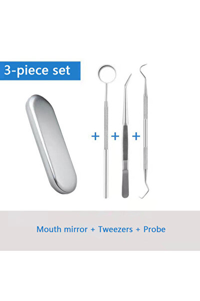 Choice4 مجموعة أدوات طب الأسنان من الفولاذ المقاوم للصدأ، تتضمن 3 قطع: مرآة ف...