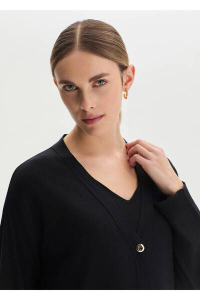 Knitss Cotton Silk Blend Black Knitwear Cardigan