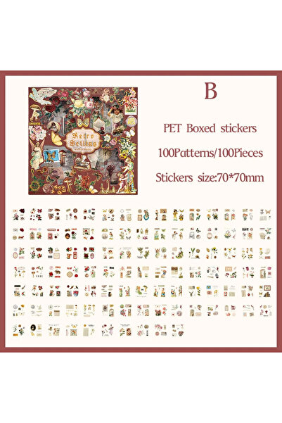 Choice1 مجموعة ملصقات ديكور عتيقة من B Journamm، 100 قطعة/عبوة، علبة هدايا، م...