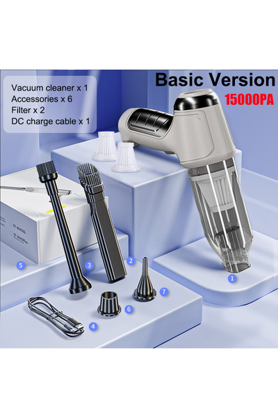 choice2 مكنسة كهربائية لاسلكية للسيارة مزودة بفلترين، قوة شفط 95000 باسكال، م...