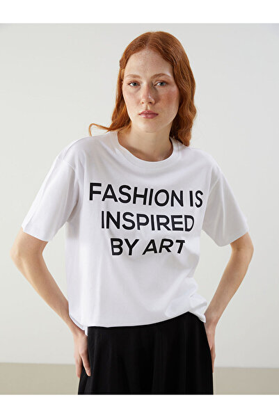 LC Waikiki Γυναικείο μπλουζάκι με στάμπα με λαιμόκοψη