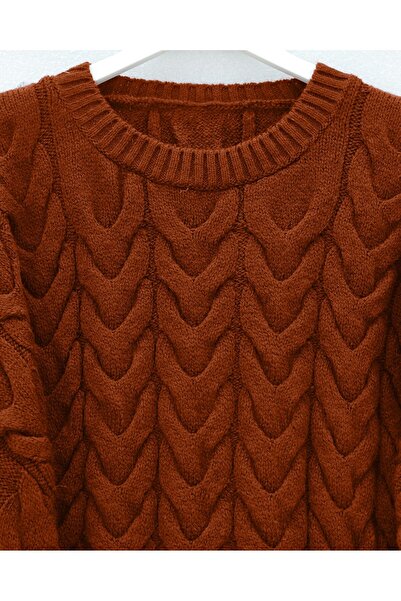 bellura Knitted Patterned Crop Knitwear Sweater