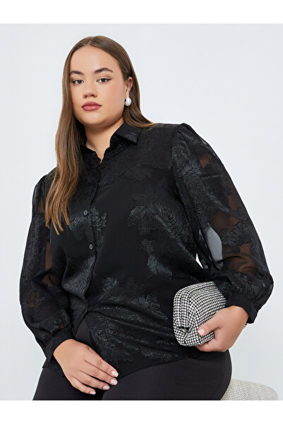 Styli Plus Size Jacquard Evening Shirt
