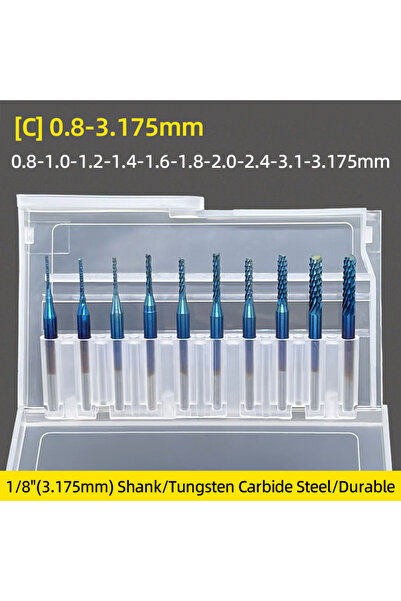 choice2 قاطع تفريز أزرق من الكربيد، مقاس 0.8-3.1 مم، أدوات تفريز طرفية مطلية ...