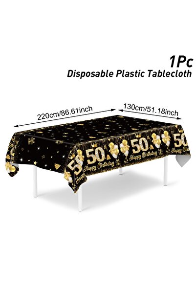 Choice style 2 Black Gold Birhtday TableCloth Happy Birthday Party Decoration...