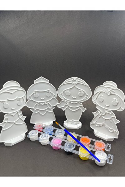 UstaPrint3D 4’lü Prenses Kendin Boya Figür Seti 3D Baskı Hobi Kiti 12 Adet Bo...