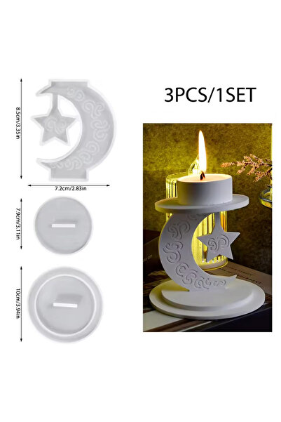 choice2 A01 3 قطع من قوالب السيليكون الأنيقة على شكل قمر ونجمة، نماذج طينية ل...