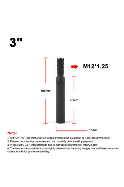 choice2 3inch and M12X1.25 2‘’ 3‘’ 3.5‘’ 4‘’ 10'' Aluminum Shift Knob Extende...