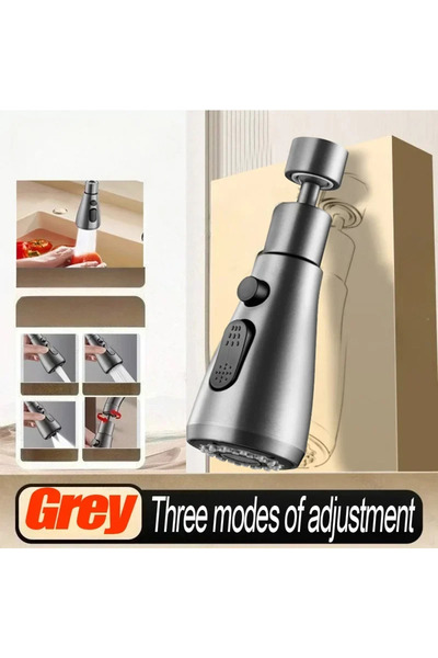 Choice5 وصلة صنبور رمادية اللون، قطعة واحدة، مصنوعة من سبيكة معدنية، بثلاثة أ...