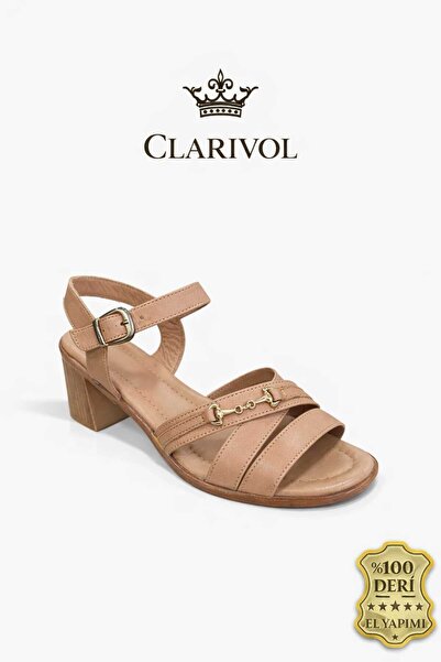 Clarivol Hakiki Deri Kadın Topuklu Sandalet