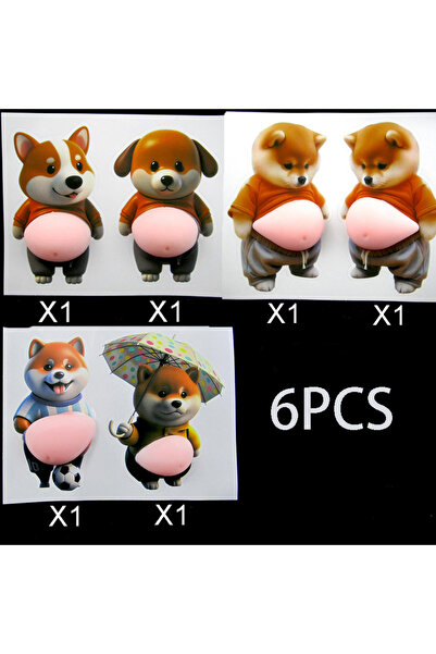 Choice9 ٦ قطع من ملصقات شيبا إينو ثلاثية الأبعاد - ملصقات شيبا إينو برتقالية ...