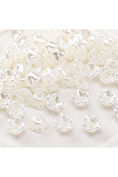 choice2 220pcs White 220Pcs 6mm Colorful Flower Shape ABS Faux Pearl Spacer B...