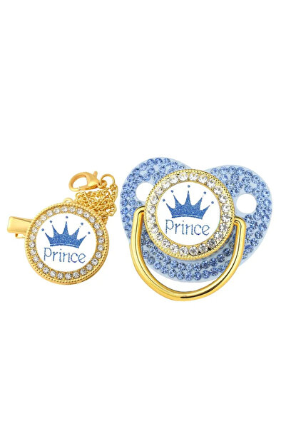 Choice6 Blue Luxury Rhinestones Baby Pacifier Chain Clips with Lid Princess P...