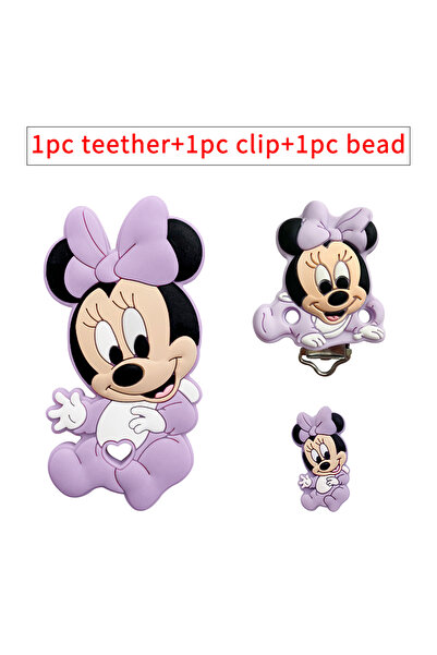 Choice22 3 قطع/مجموعة مشابك عضاضة سيليكون بتصميم بامبي برينسيس، مزينة بخرز، م...