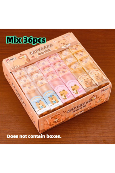 Choice1 MIX 36PCS 3/15/36pcs Cute Capybara Sandwich Eraser Student Cartoon Cl...