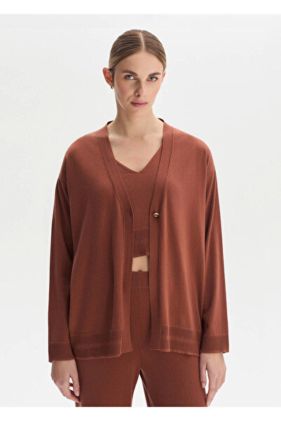 Knitss Cotton Silk Blend Cinnamon Color Knitwear Cardigan
