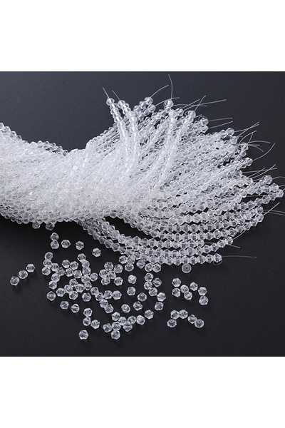 Choice40 1200 قطعة من خرز الكريستال الزجاجي الأبيض ثنائي المخروط، مقاس 3 مم، ...