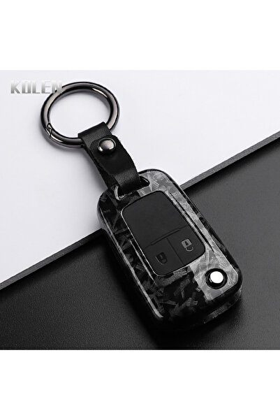 Choice6 غطاء مفتاح سيارة من ألياف الكربون ABS بتصميم أنيق، مكون من زرين، مناس...