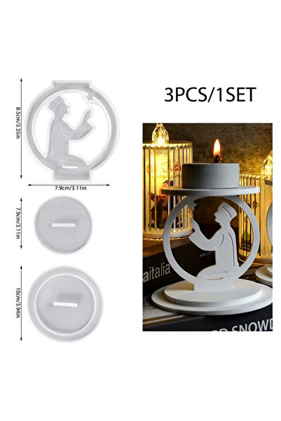 Choice3 A02 3 قطع من قوالب السيليكون الأنيقة على شكل قمر ونجمة، حامل شموع، نم...
