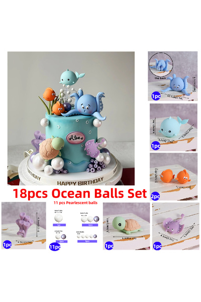 Choice30 مجموعة تزيين الكيك البحرية المكونة من 18 قطعة، كما هو موضح في الصورة...