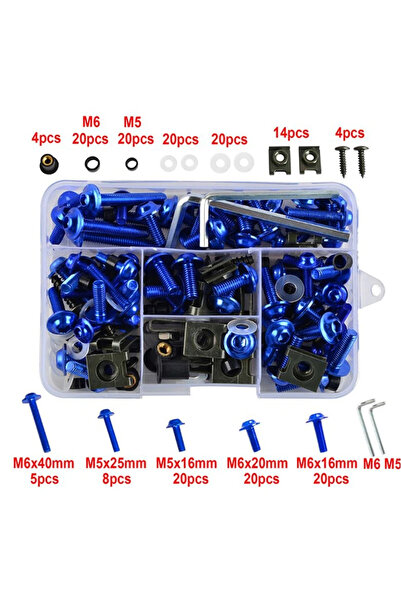 Choice5 Blue 177PCS Screws Nut Motorcycle Alloy Fairing Bolt Screw Bolts Kit ...