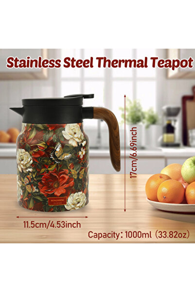 Choice12 ترمس شاي عتيق الطراز رقم 3، مصنوع من الفولاذ المقاوم للصدأ، مقاوم لل...