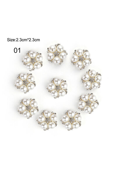 choice2 1 مجموعة من 10 قطع من أحجار الراين الزهرية وأزرار اللؤلؤ لتزيين حفلات...