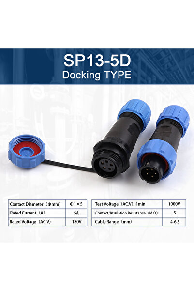 choice2 مجموعة واحدة من موصل SP13-5D SP13 المقاوم للماء للطيران IP68، كابل كه...