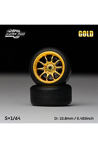 Choice5 MMW73 1/64 Model Car Electroplated Gold Wheels with Fixed Tires Comes...