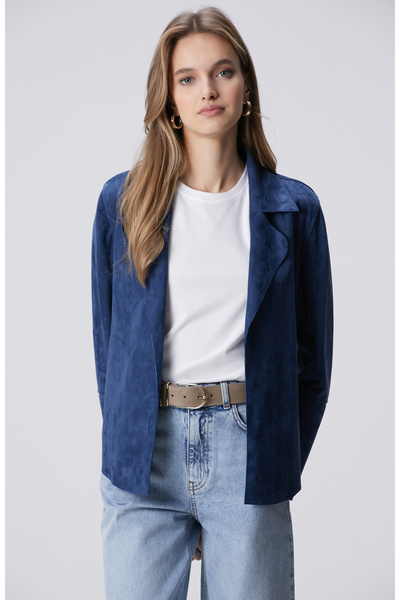 Network İndigo Deri Süet Ceket