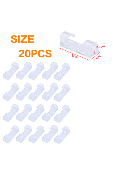 Choice4 20 مشبك كابلات صغير شفاف، منظم أسلاك، حامل أسلاك، إدارة الكابلات، لاص...