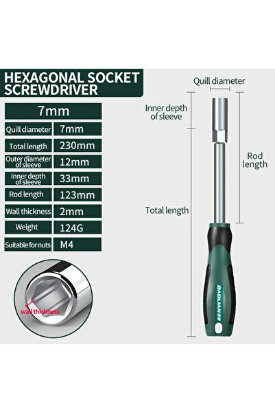 Choice5 7mm BAOLIAN Screwdriver Sket Wrench Hex Screwdriver Hexagonal Nut Key...