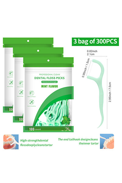 Choice3 3 bags of 300pcs 50/100/150/300/600pcs - Refreshing Mint Floss Stick ...