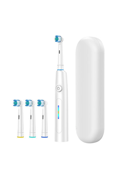 Choice1 فرشاة أسنان كهربائية دوارة ثلاثية الأبعاد بيضاء اللون مع علبة، 5 أوضا...