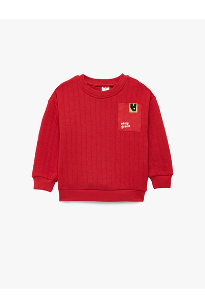 Koton Şardonlu Uzun Kollu Bisiklet Yaka Pamuklu Sweatshirt