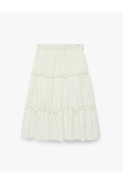 Koton Fusta midi în formă de A, cu detalii din dantelă și volane