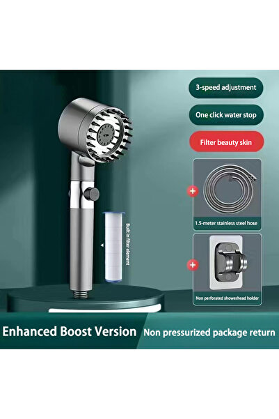 Choice4 رأس دش رمادي اللون بضغط عالٍ وفلتر، بخاخ قابل للتعديل بثلاثة أوضاع مع...