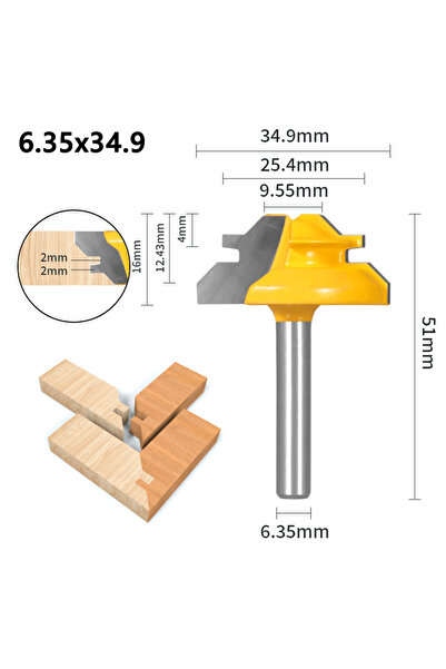 Choice13 6.35x34.9x16 1Pc 45° Degree Lock Miter Router Bit Woodworking Millin...