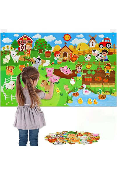 Choice1 لوحة قصصية من اللباد من مزرعة B، ألعاب حيوانات المزرعة، تعليم مبكر، س...