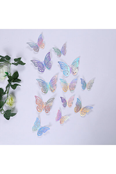 Choice21 12 قطعة من زينة الكيك على شكل فراشة، لون ذهبي وردي، مناسبة لأعياد ال...