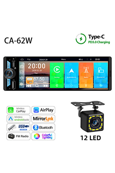 choice2 شاشة CA-62W-12LED TFT مقاس 6.5 بوصة، راديو سيارة لاسلكي أحادي DIN، نظ...