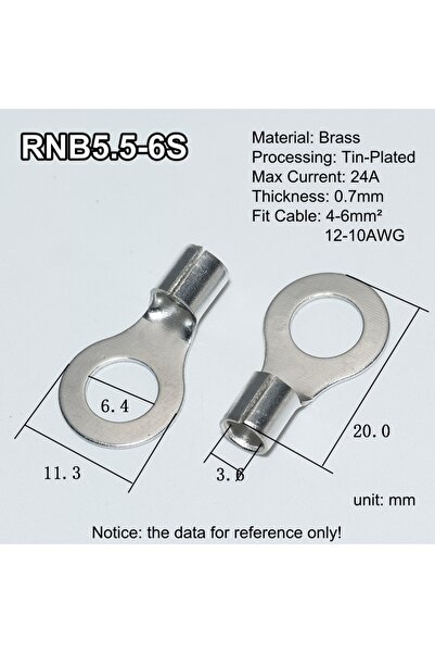 Choice18 100 قطعة من موصلات RNB5.5-6S النحاسية ذات اللون الفضي، 100 قطعة من م...