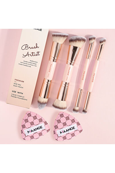 Choice4 مجموعة أدوات مكياج من أبريكوت مانج، 6 قطع، تتضمن 4 فرش مزدوج الرأس لك...