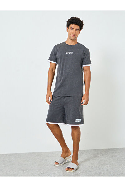 Styli Men Solid Round Neck T-Shirt and Shorts Set