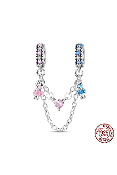 Choice82 PAC1685 Original 100% 925 Sterling Silver Star Moon Safety Chain Fit...