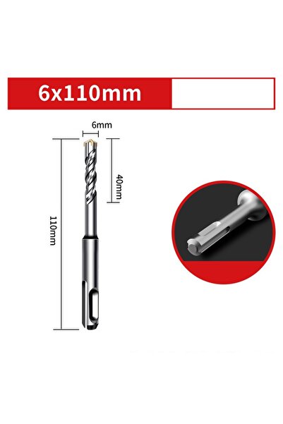 Choice9 6x110mm 110/150/200mm Electric Hammer Drill Bits Cross Type Tungsten ...