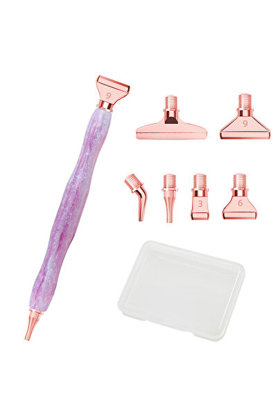 Choice12 قلم رسم ماسي خماسي الأبعاد من الراتنج، برؤوس معدنية وردية اللون، مع ...